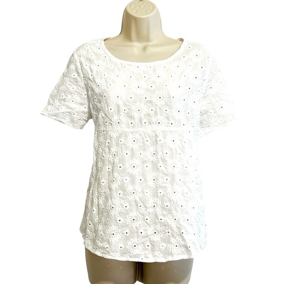 MISSLOOK Short Sleeve Blouse, Lightweight, and Relaxed Fit, Solid White, Size XL - Picture 1 of 5
